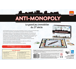 Le dos de la boite du jeu de société Anti Monopoly