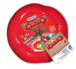La boîte du jeu de société Tomato et son étiquette