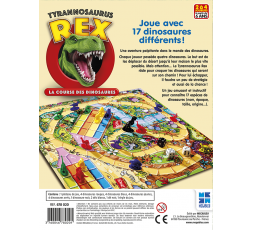 Le dos de la boîte du jeu de société Tyrannosaure Rex