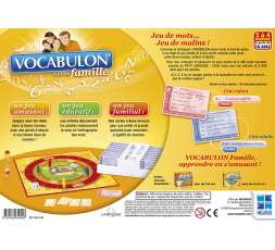 Le dos de la boîte du jeu de société Vocabulon Famille