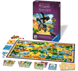 La boite du jeu de société Broom Service avec le matériel