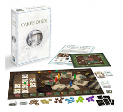 La boite du jeu de société Carpe Diem avec le matériel