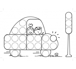 Un modèle : la voiture en noir et blanc du jeu de Colorino