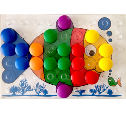 Un modèle en couleur (le poisson) du jeu Colorino en cours de partie