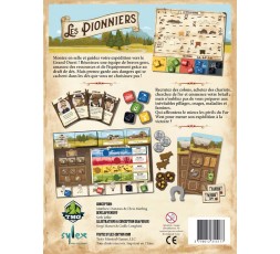 Le dos de boite du jeu de société Les Pionniers