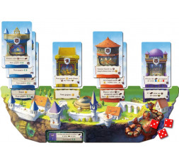 Matériel du jeu de société de Skytopia, le cercle du temps : plateau individuel + cartes Tours