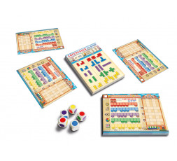 Le matériel du jeu de société Copenhagen Roll & Write