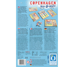 Le dos de la boite du jeu de société Copenhagen Roll & Write