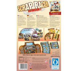 Le dos de la boîte du jeu de société Scrap Racer extension 1