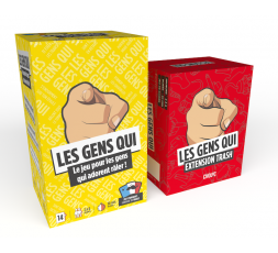 La boîte du jeu de société Les gens qui et son extension