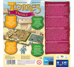 Dos de la boîte du jeu de société Torres Family