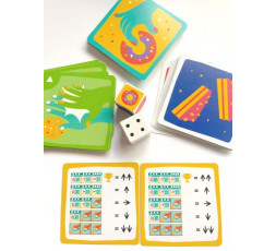 cartes et dés du jeu Pas Touche
